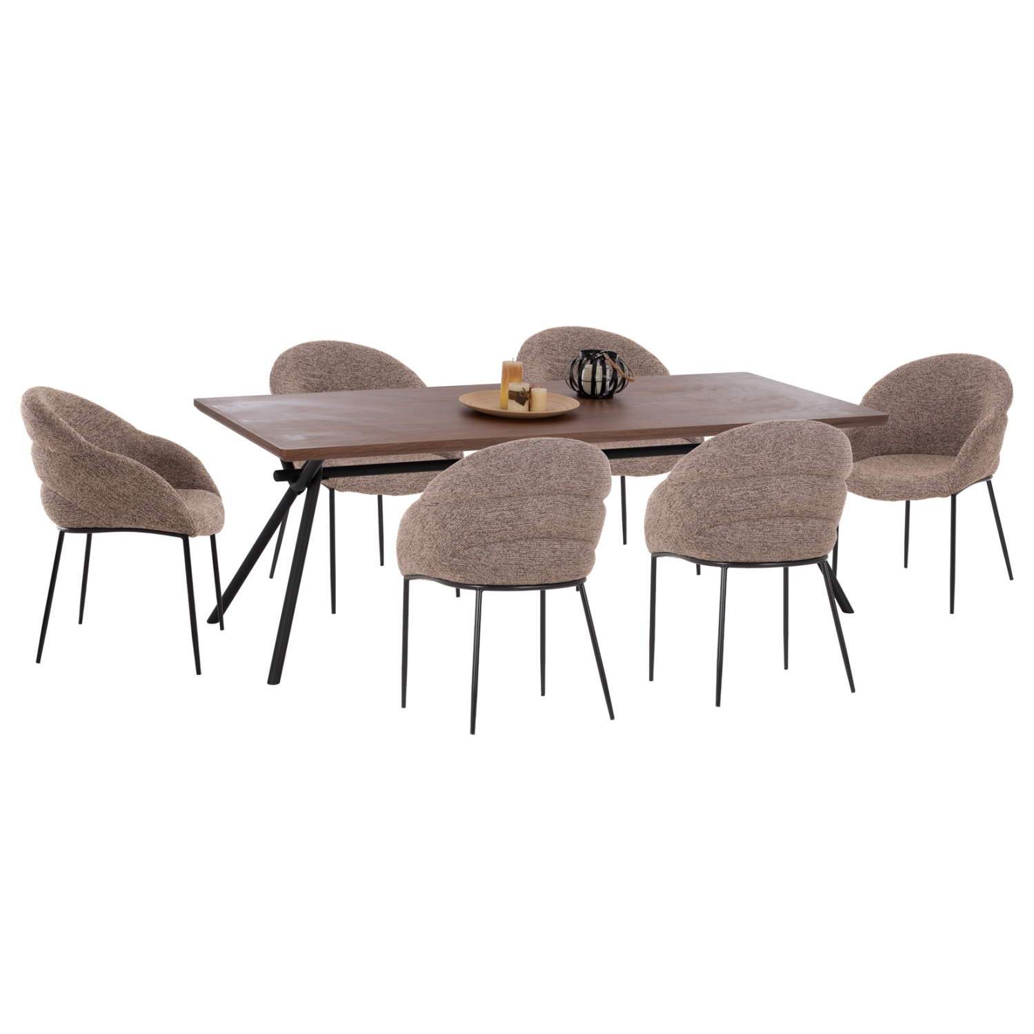 set-trapezarias-7tmch-fb91095703-mdf-top ΣΕΤ ΤΡΑΠΕΖΑΡΙΑΣ 7ΤΜΧ MANDY HM10957.03 MDF TOP--ΥΦΑΣΜΑ TAUPE & ΜΕΤΑΛ.ΠΟΔΙΑ - Image 1
