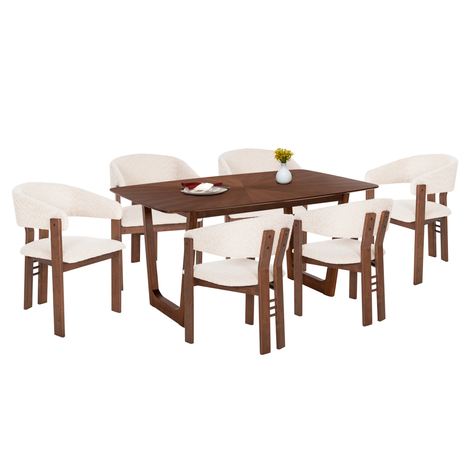set-trapezarias-7tmch-fb92133801-trapezi ΣΕΤ ΤΡΑΠΕΖΑΡΙΑΣ 7ΤΜΧ ZARRA HM21338.01 ΤΡΑΠΕΖΙ ΑΠΟ MDF--ΚΑΡΕΚΛΕΣ ΜΕ ΜΠΟΥΚΛΕ ΥΦΑΣΜΑ - Image 1