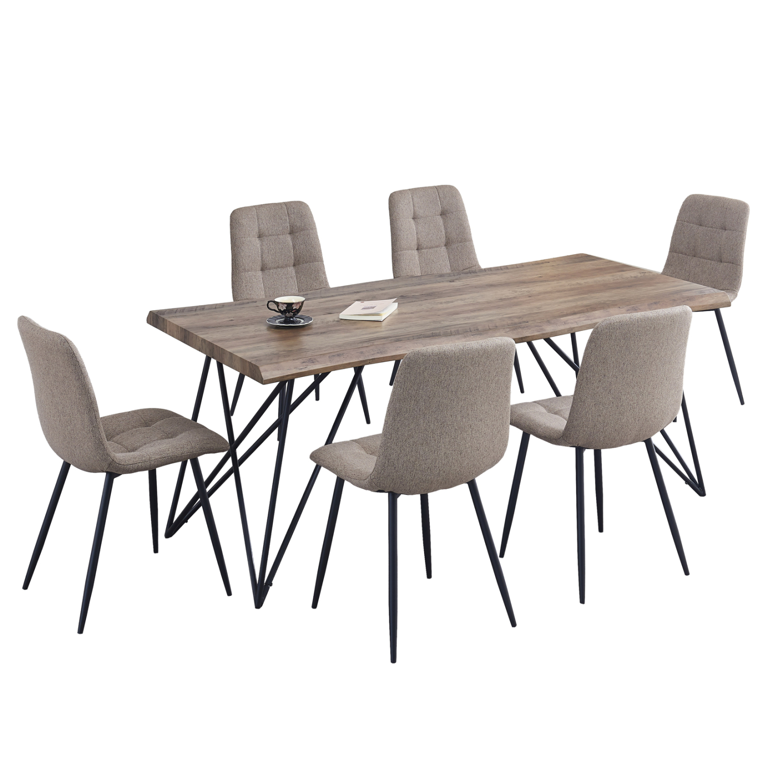 set-trapezarias-7tmch-fb921355-trapezi-1 ΣΕΤ ΤΡΑΠΕΖΑΡΙΑΣ 7ΤΜΧ VIGOR HM21355 ΤΡΑΠΕΖΙ 180x90εκ ΜΕ 6 ΚΑΡΕΚΛΕΣ - Image 1