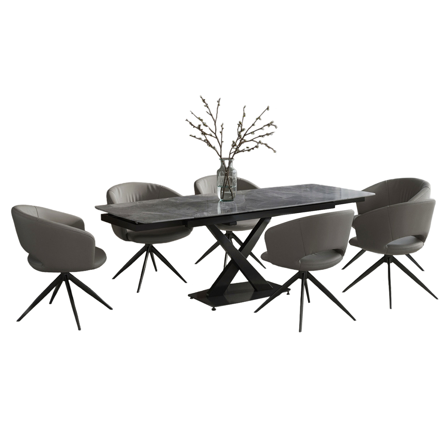 set-trapezarias-7tmch-fb921357-gkri-kera ΣΕΤ ΤΡΑΠΕΖΑΡΙΑΣ 7ΤΜΧ HOKU HM21357 ΓΚΡΙ ΚΕΡΑΜΙΚΟ ΕΠΕΚΤΕΙΝΟΜΕΝΟ TOP--PU ΣΕ ΓΚΡΙ - Image 1