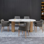 ΣΕΤ ΤΡΑΠΕΖΑΡΙΑΣ 7ΤΜΧ MELLOW HM21360 ΚΕΡΑΜΙΚΟ TOP/MDF ΠΟΔΙΑ--PU ΓΚΡΙ/ΜΕΤΑΛ.ΠΟΔΙΑ - Image 2