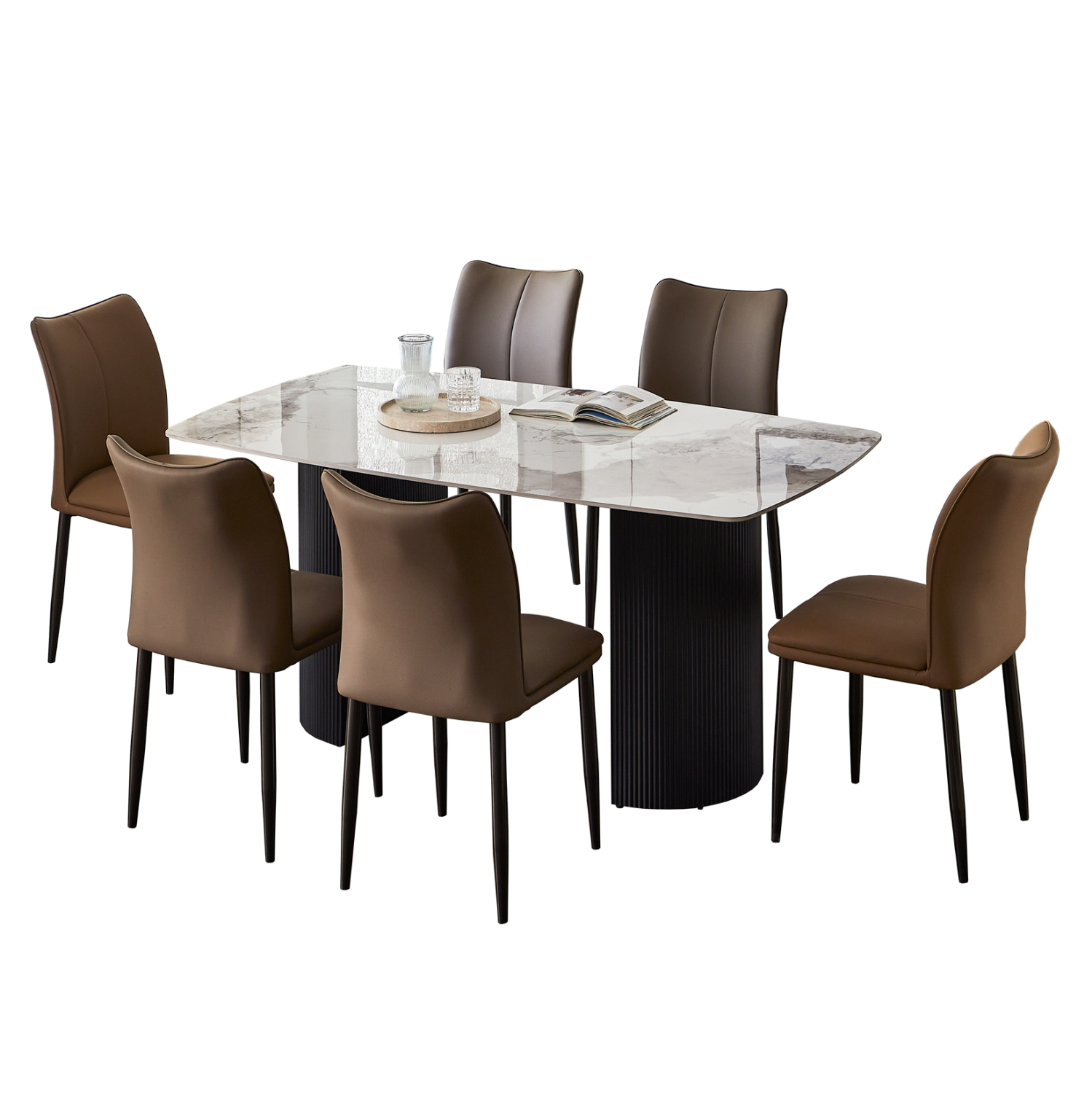 set-trapezarias-7tmch-fb921362-keramiko- ΣΕΤ ΤΡΑΠΕΖΑΡΙΑΣ 7ΤΜΧ MINAO HM21362 ΚΕΡΑΜΙΚΟ TOP/MDF ΠΟΔΙΑ--PU ΚΑΦΕ/ΜΕΤΑΛ.ΠΟΔΙΑ - Image 1