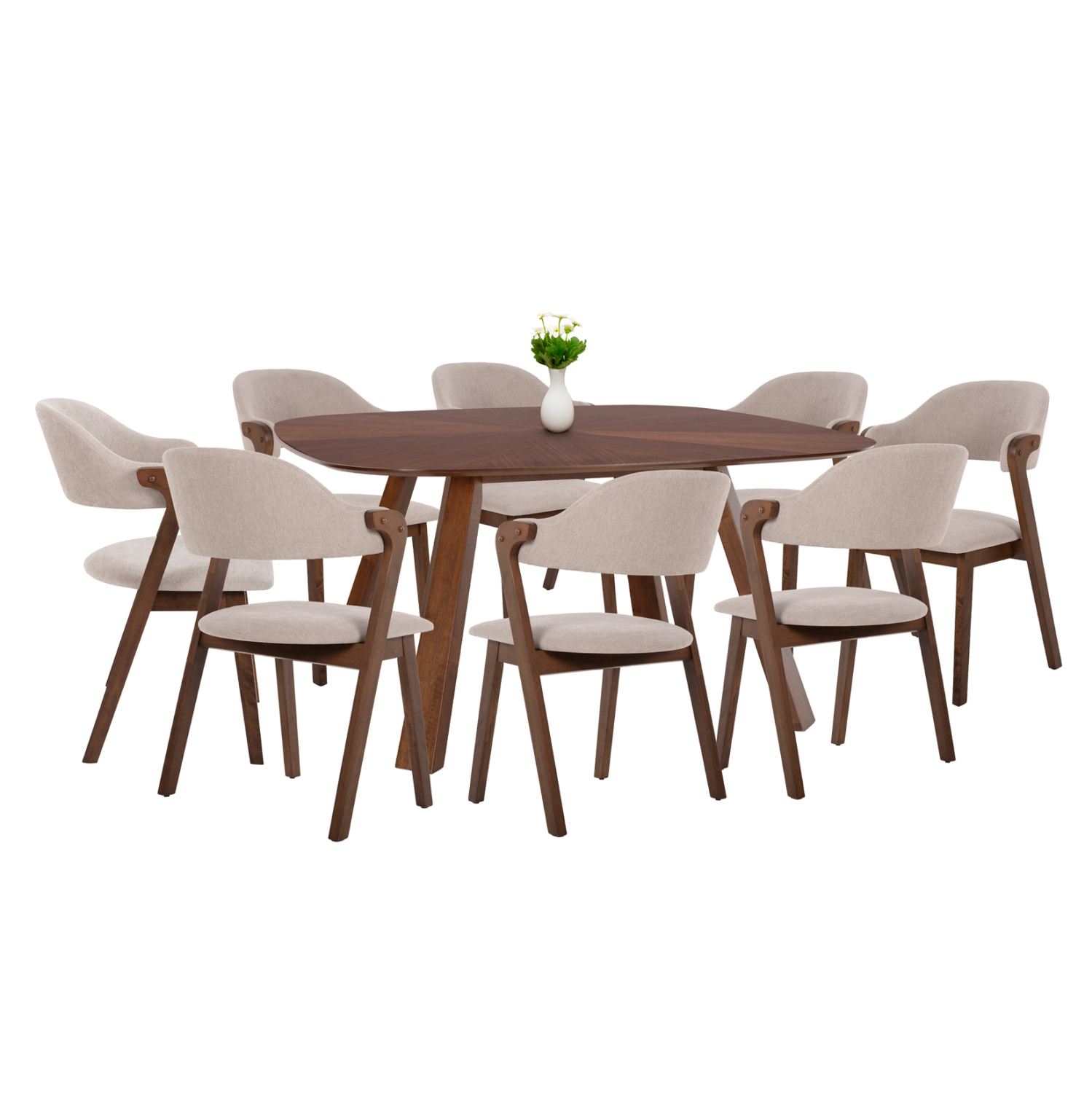 set-trapezarias-9tmch-fb921341-trapezi-a ΣΕΤ ΤΡΑΠΕΖΑΡΙΑΣ 9ΤΜΧ RIDER HM21341 ΤΡΑΠΕΖΙ ΑΠΟ MDF--ΚΑΡΕΚΛΕΣ RUBBERWOOD & ΥΦΑΣΜΑ - Image 1