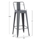 ΣΚΑΜΠΟ BAR ME ΠΛΑΤΗ ΜΕΤΑΛΛΙΚΟ MELITA-PRO HM8643.50 ΓΚΡΙ 42x42x100Υεκ. - Image 2