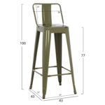 ΣΚΑΜΠΟ BAR ΜΕΤΑΛΛΙΚΟ MELITA ME ΠΛΑΤΗ ΣΕ DARK OLIVE GREEN HM8643.03 43Χ43Χ100εκ. - Image 2