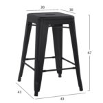 ΣΚΑΜΠΟ ΜΕΣΑΙΟΥ ΥΨΟΥΣ ΜΕΤΑΛΛΙΚΟ MELITA-PRO HM8573.42 ΜΑΥΡΟ ΜΑΤ 43x43x67Υεκ. - Image 2