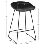ΣΚΑΜΠΟ ΜΠΑΡ NAILA HM9299.02 ΜΑΥΡΟ ΜΕΣΑΙΟΥ ΥΨΟΥΣ 44x44x74Yεκ. - Image 2