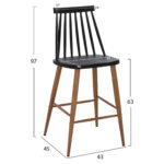 ΣΚΑΜΠΟ ΜΠΑΡ VANESSA ΜΑΥΡΟ ΜΕΣΑΙΟΥ ΥΨΟΥΣ HM9300.02  43x45x97Υεκ. - Image 2