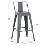 ΣΚΑΜΠΟ ΜΠΑΡ ΜΕΣΑΙΟΥ ΥΨΟΥΣ ΜΕΤΑΛΛΙΚΟ MELITA-PRO HM8574.50 ΓΚΡΙ 43x43x88Υεκ. - Image 2