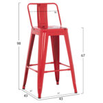 ΣΚΑΜΠΟ ΜΠΑΡ ΜΕΣΑΙΟΥ ΥΨΟΥΣ ΜΕΤΑΛΛΙΚΟ MELITA-PRO HM8574.44 ΚΟΚΚΙΝΟ 43x43x88Υεκ. - Image 2