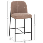 ΣΚΑΜΠΟ ΜΠΑΡ ΜΕΣ.ΥΨΟΥΣ MANIDO HM18427.02 TAUPE ΥΦΑΣΜΑ-ΜΕΤΑΛ.ΜΑΥΡΟΣ ΣΚΕΛΕΤΟΣ 45x55x92Υεκ - Image 2