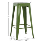 ΣΚΑΜΠΟ ΜΠΑΡ ΜΕΤΑΛΛΙΚΟ MELITA-PRO HM8642.53 ΣΕ LIGHT OLIVE GREEN 43x43x78Υεκ. - Image 2