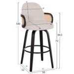 ΣΚΑΜΠΟ ΜΠΑΡ ΠΕΡΙΣΤΡΕΦΟΜΕΝΟ BECKER HM18251.02 PLYWOOD ΜΑΥΡΟ--ΕΚΡΟΥ ΥΦΑΣΜΑ 50x52x100Υ - Image 2