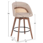 ΣΚΑΜΠΟ ΜΠΑΡ ΠΕΡΙΣΤΡΕΦΟΜΕΝΟ RIKI HM18253.01 ΞΥΛΟ--ΜΠΕΖ ΥΦΑΣΜΑ 51x53x94Υεκ. - Image 2