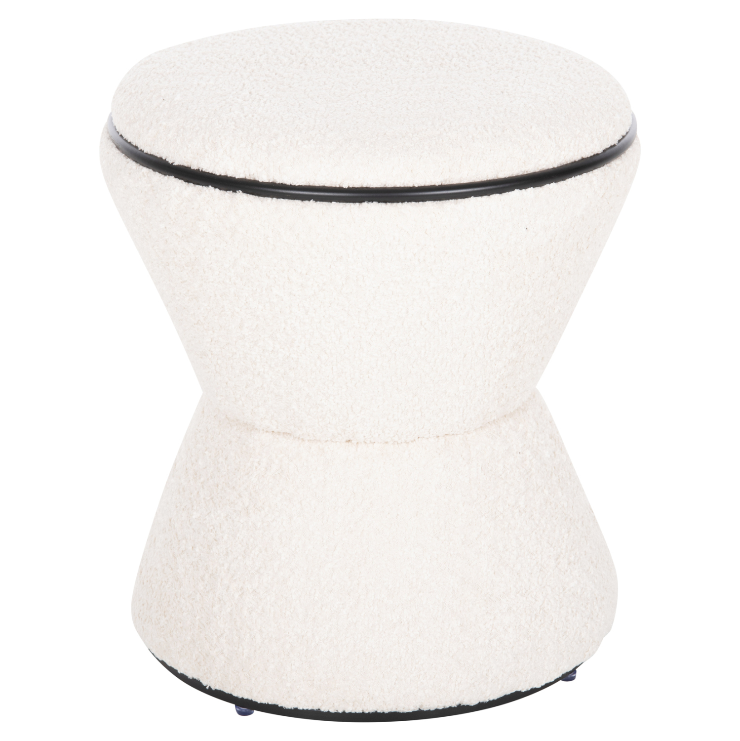 skampo-stroggylo-fb9960406-mpoykle-yfasm ΣΚΑΜΠΟ ΣΤΡΟΓΓΥΛΟ LINNER HM9604.06 ΜΠΟΥΚΛΕ ΥΦΑΣΜΑ ΕΚΡΟΥ-ΜΑΥΡΗ ΛΕΠΤΟΜΕΡΕΙΑ Φ38x44 εκ. - Image 1