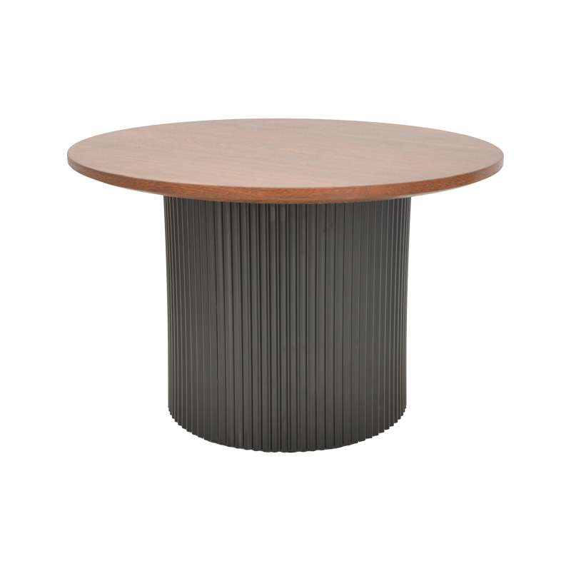 029-000352-1 Τραπέζι σαλονιού Dovel pakoworld mdf σε καρυδί-μαύρο μέταλλο Φ70x45εκ - Image 1