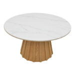Τραπέζι σαλονιού Franzel pakoworld sintered stone σε όψη μαρμάρου-mdf σε φυσική απόχρωση Φ80x40εκ - Image 2