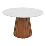 Τραπέζι Franzel pakoworld sintered stone σε όψη μαρμάρου-mdf σε φυσική απόχρωση Φ120x75εκ