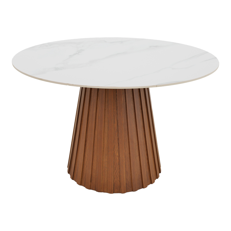 029-000445-1 Τραπέζι Franzel pakoworld sintered stone σε όψη μαρμάρου-mdf σε φυσική απόχρωση Φ120x75εκ - Image 1