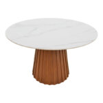 Τραπέζι Franzel pakoworld sintered stone σε όψη μαρμάρου-mdf σε φυσική απόχρωση Φ120x75εκ - Image 2
