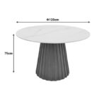 Τραπέζι Franzel pakoworld sintered stone σε όψη μαρμάρου-mdf σε φυσική απόχρωση Φ120x75εκ - Image 5