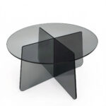 Τραπέζι σαλονιού Cleary pakoworld tempered 8mm γυαλί ανθρακί Φ70x45εκ - Image 3