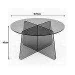 Τραπέζι σαλονιού Cleary pakoworld tempered 8mm γυαλί ανθρακί Φ70x45εκ - Image 4