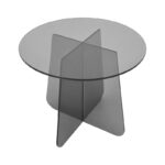 Τραπέζι βοηθητικό Cleary pakoworld tempered 8mm γυαλί ανθρακί Φ50x45εκ - Image 2