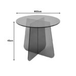 Τραπέζι βοηθητικό Cleary pakoworld tempered 8mm γυαλί ανθρακί Φ50x45εκ - Image 4