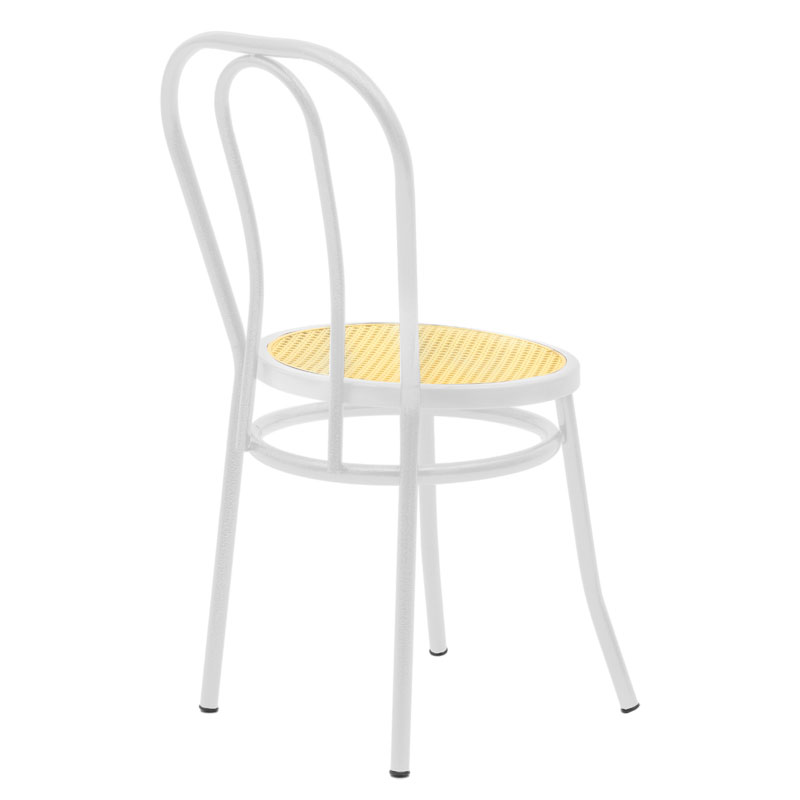 243-000026-1 Καρέκλα Βιέννης pakoworld pe rattan μπεζ-μέταλλο λευκό - Image 1