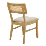 Καρέκλα Raffles pakoworld rubberwood με pe rattan και γκρι μπεζ ύφασμα 47x48x83.5εκ - Image 2