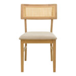 Καρέκλα Raffles pakoworld rubberwood με pe rattan και γκρι μπεζ ύφασμα 47x48x83.5εκ - Image 4