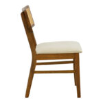 Καρέκλα Raffles pakoworld καρυδί rubberwood με pe rattan και εκρού ύφασμα 47x48x83.5εκ - Image 2