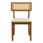 Καρέκλα Raffles pakoworld καρυδί rubberwood με pe rattan και εκρού ύφασμα 47x48x83.5εκ - Image 3