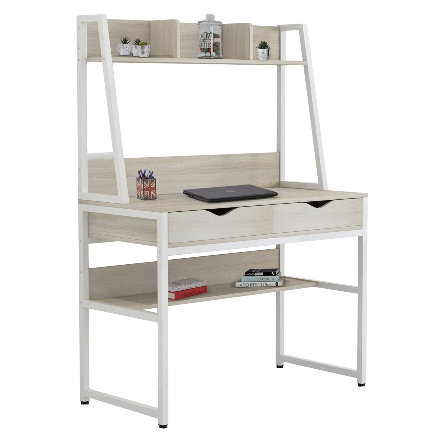 grafeio-me-bibliothiki-sonama-metalliko- ΓΡΑΦΕΙΟ ΜΕ ΒΙΒΛΙΟΘΗΚΗ TANAYA HM2390.13 ΜΕΛΑΜΙΝΗ SONAMA-ΛΕΥΚΟΣ ΜΕΤΑΛΛO 100x48x139Y - Image 1