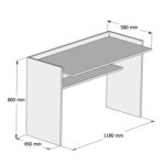 ΓΡΑΦΕΙΟ ΜΕΛΑΜΙΝΗΣ ΓΚΡΙ ΛΕΥΚΟ CLASSIKER HM9227.13 118x58x80Υεκ. - Image 5