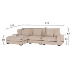 ΚΑΝΑΠΕΣ ΑΡΙΣΤΕΡΗ ΓΩΝΙΑ CRANFIELD HM3287.02L ΜΠΕΖ ΡΙΓΕ ΥΦΑΣΜΑ 315x167(γωνία)x67Υεκ. - Image 2
