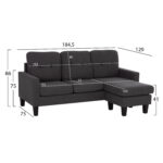 ΚΑΝΑΠΕΣ ΓΩΝΙΑ ΑΝΑΣΤΡΕΨΙΜΗ MEGGY HM3297.11 ΓΚΡΙ ΥΦΑΣΜΑ 184.5x75-129x86Yεκ. - Image 2
