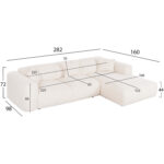 ΚΑΝΑΠΕΣ ΓΩΝΙΑ BRICKEN HM3275.02R ΛΕΥΚΟ ΥΦΑΣΜΑ 110-282x98-160x72Υεκ. - Image 2