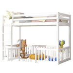 ΠΑΙΔΙΚΗ ΚΟΥΚΕΤΑ τ.MONTESSORI ΜΕ ΠΑΡΚΑΚΙ PLAYKID HM703.03 ΞΥΛΟ ΠΕΥΚΟΥ ΛΕΥΚΟ ΓΙΑ 190x90εκ - Image 4
