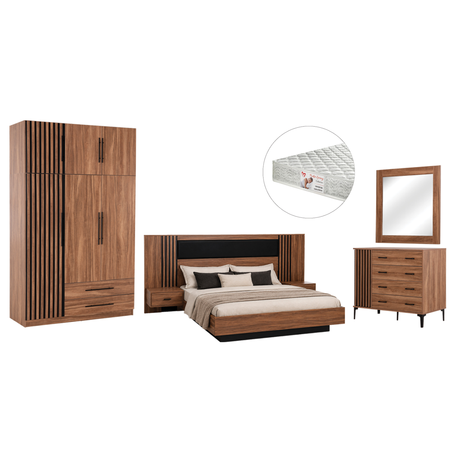 set-krebatokamaras-apo-melamini-6tmch-fb ΣΕΤ ΚΡΕΒΑΤΟΚΑΜΑΡΑΣ ΑΠΟ ΜΕΛΑΜΙΝΗ 6ΤΜΧ HARRY HM11213 ΜΕ ΣΤΡΩΜΑ 160x200εκ - Image 1