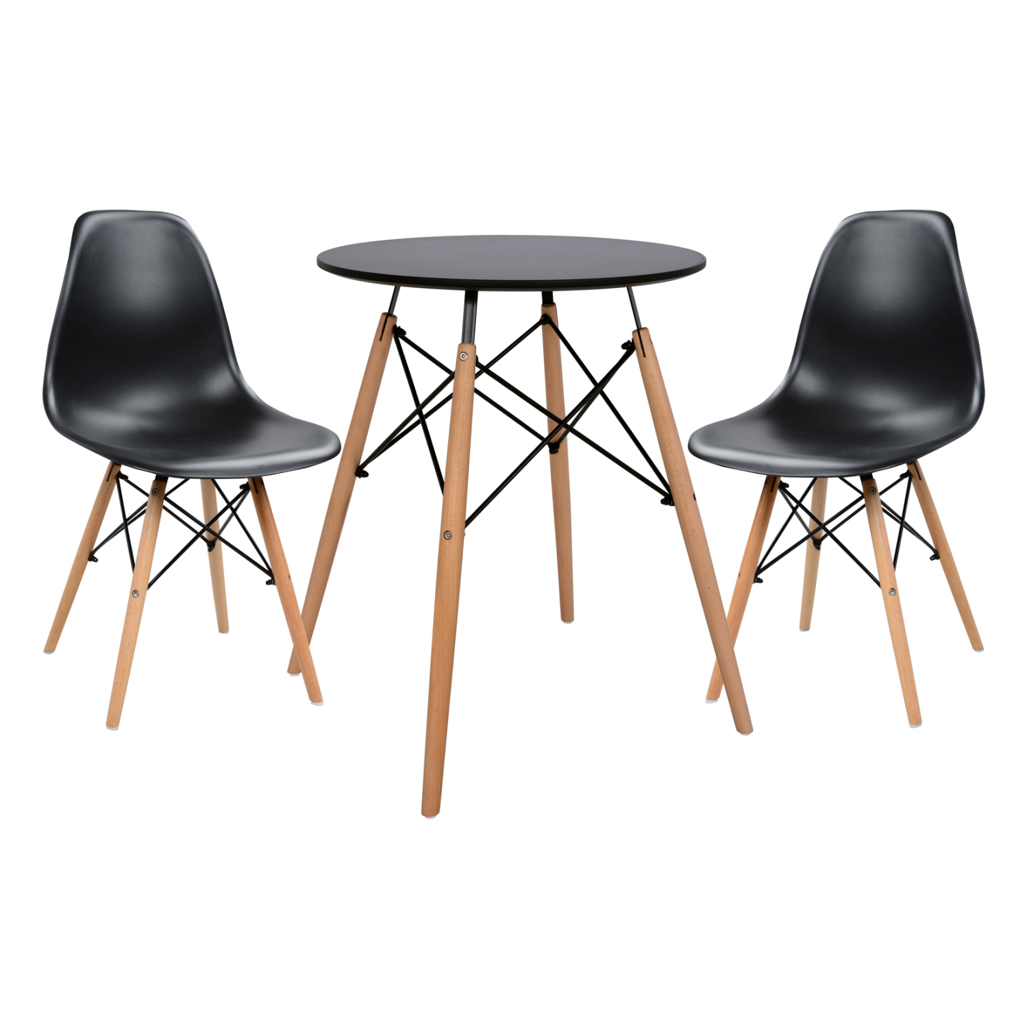 set-trapezarias-3tmch-fb921371-stroggylo ΣΕΤ ΤΡΑΠΕΖΑΡΙΑΣ 3ΤΜΧ TWIST HM21371 ΣΤΡΟΓΓΥΛΟ ΤΡΑΠΕΖΙ Φ60 & 2 ΚΑΡΕΚΛΕΣ ΣΕ ΜΑΥΡΟ - Image 1