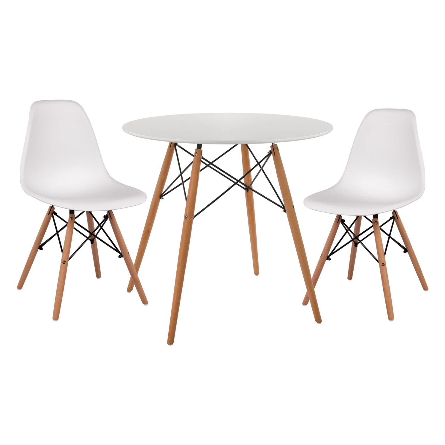 set-trapezarias-3tmch-fb921372-stroggylo ΣΕΤ ΤΡΑΠΕΖΑΡΙΑΣ 3ΤΜΧ TWIST HM21372 ΣΤΡΟΓΓΥΛΟ ΤΡΑΠΕΖΙ Φ80 & 2 ΚΑΡΕΚΛΕΣ ΣΕ ΛΕΥΚΟ - Image 1