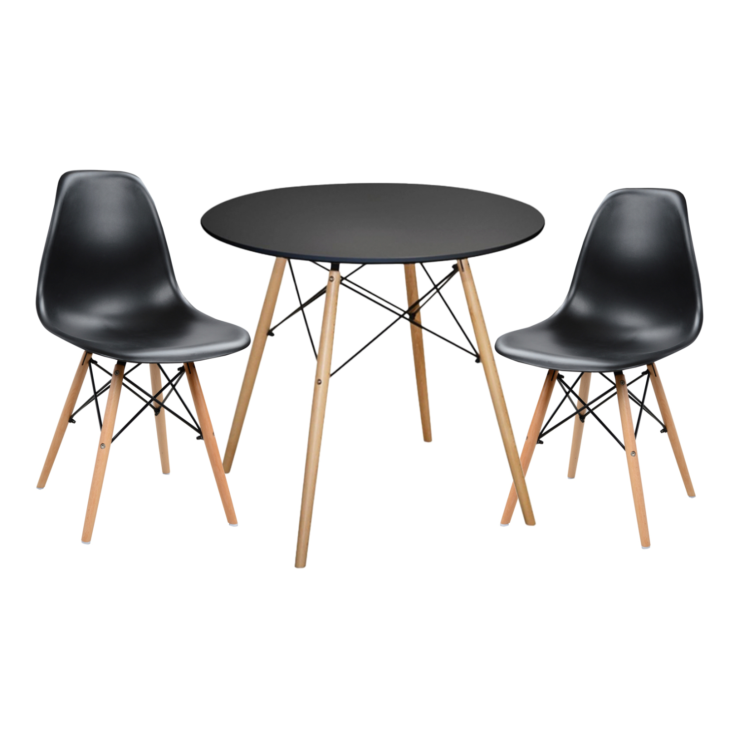 set-trapezarias-3tmch-fb921373-stroggylo ΣΕΤ ΤΡΑΠΕΖΑΡΙΑΣ 3ΤΜΧ TWIST HM21373 ΣΤΡΟΓΓΥΛΟ ΤΡΑΠΕΖΙ Φ80 & 2 ΚΑΡΕΚΛΕΣ ΣΕ ΜΑΥΡΟ - Image 1