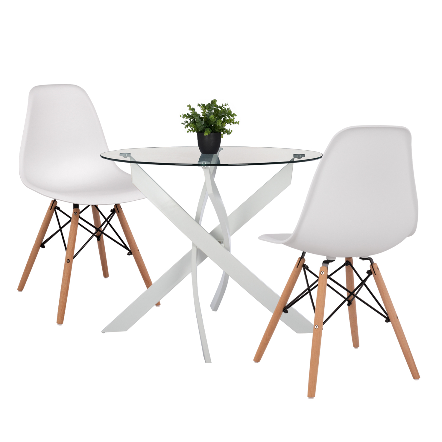 set-trapezarias-3tmch-fb921383-stroggylo ΣΕΤ ΤΡΑΠΕΖΑΡΙΑΣ 3ΤΜΧ JAFARU HM21383 ΣΤΡΟΓΓΥΛΟ ΤΡΑΠΕΖΙ & 2 ΚΑΡΕΚΛΕΣ--ΛΕΥΚΟ - Image 1