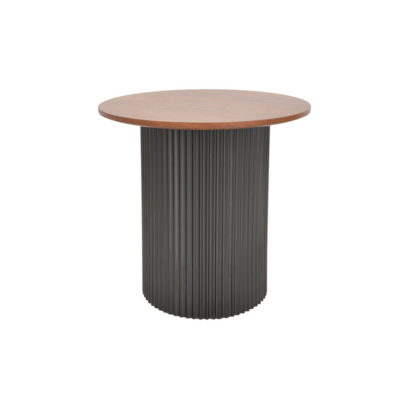 029-000351-1 Βοηθητικό τραπέζι Dovel pakoworld mdf σε καρυδί-μαύρο μέταλλο Φ50x50εκ - Image 1