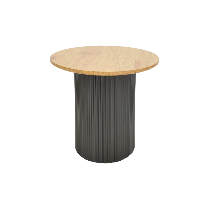 029-000353-1 Βοηθητικό τραπέζι Dovel pakoworld mdf σε sonoma -μαύρο μέταλλο Φ50x50εκ - Image 1