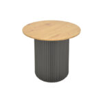 Βοηθητικό τραπέζι Dovel pakoworld mdf σε sonoma -μαύρο μέταλλο Φ50x50εκ - Image 2