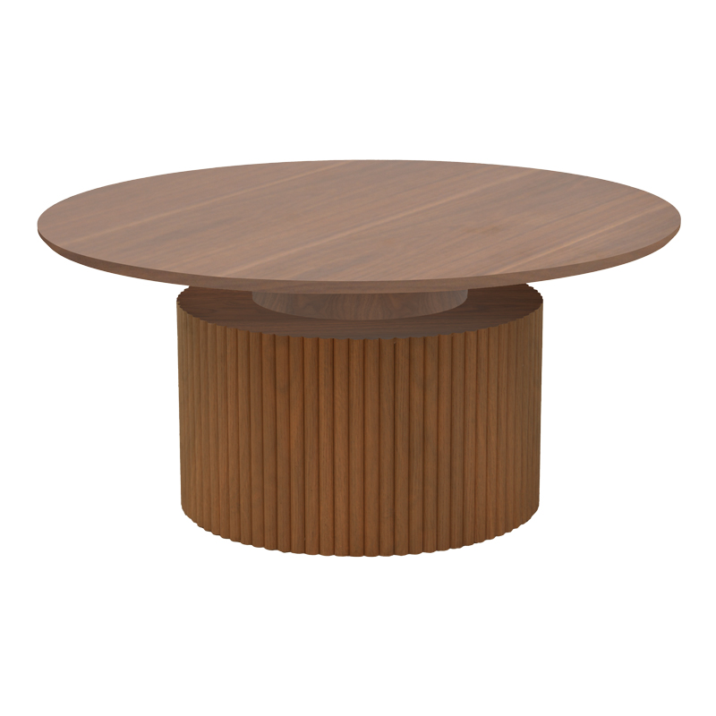 101-000129-1 Τραπέζι σαλονιού Opols pakoworld mdf καρυδί Φ90x42εκ - Image 1