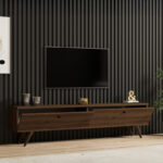 Έπιπλο τηλεόρασης Jate pakoworld σε καρυδί απόχρωση 160x25x40εκ - Image 2